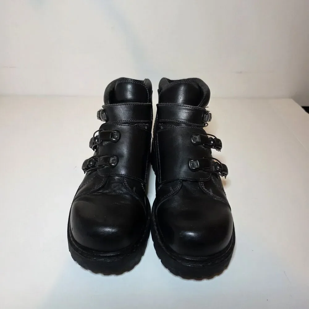 Vintage Rovers Heavy Combat Motorcycle Riding Boots Mens Size 45 Roller Buckles